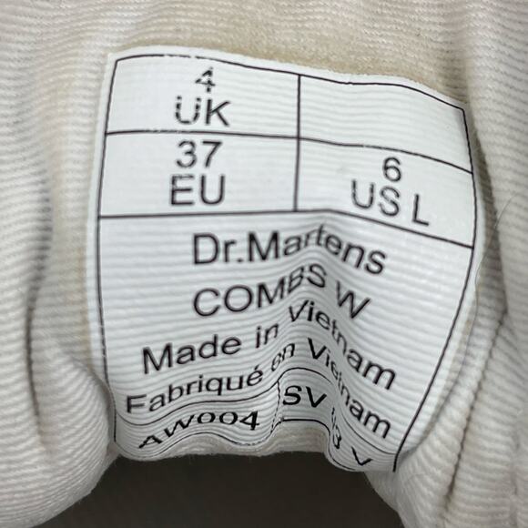 Dr. Martens Airwair Combs White Round Toe Lace-Up Platform Combat Boots Size 6 - Picture 6 of 7